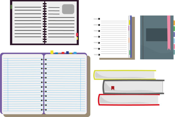 Books Set Design Illustrations Vector: Beyond Standard Typography