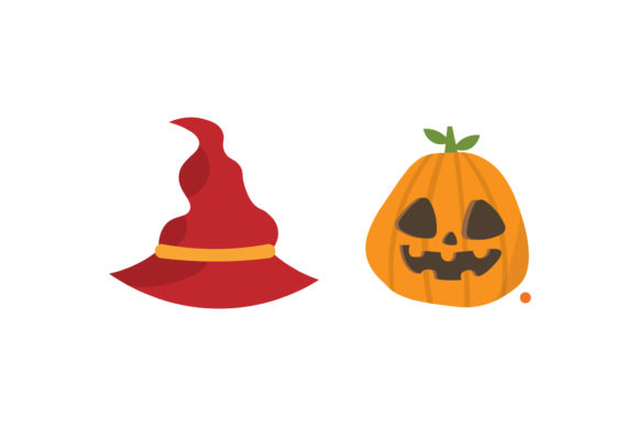 Bring Spooky Charm to Your Projects with Halloween Hat and Pumpkin Illustrations