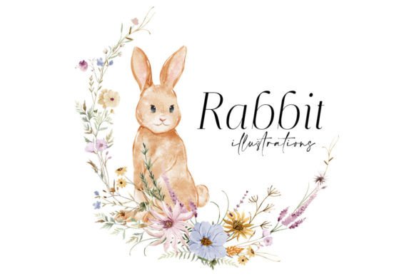 Charming Watercolor Rabbit Illustrations for Spring Projects