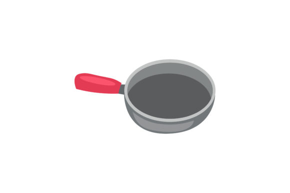 Creative Kitchen Frying Pan Red Illustrations for Designers