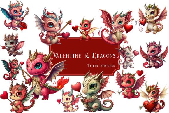 Enchant Your Designs with Valentines and Dragons Illustrations
