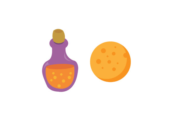 Enchanting Halloween Potion and Moon Illustrations