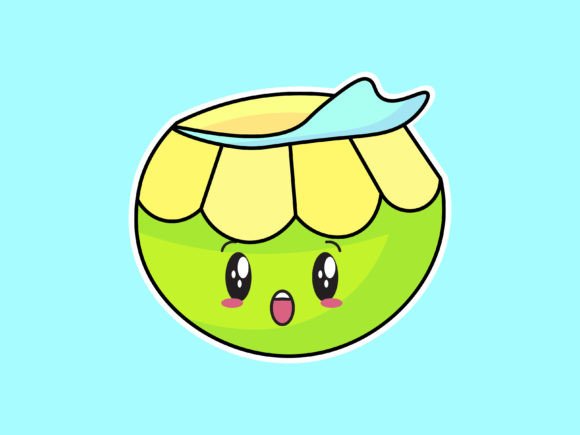 Kawaii Fruit Coconut Illustrations: A Sweet Design Asset