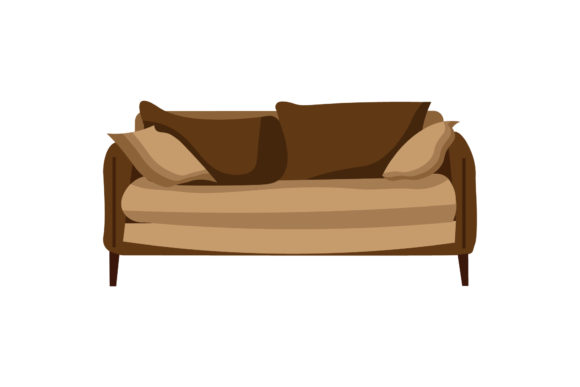 Living Room Sofa Brown Illustrations: Your Versatile Design Asset