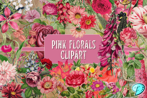 Pink Florals Vintage Illustrations: A Designer's Asset