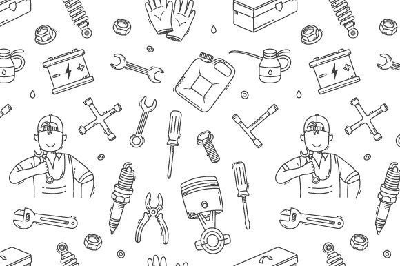 Unleash Creativity with Mechanic Doodle Illustrations
