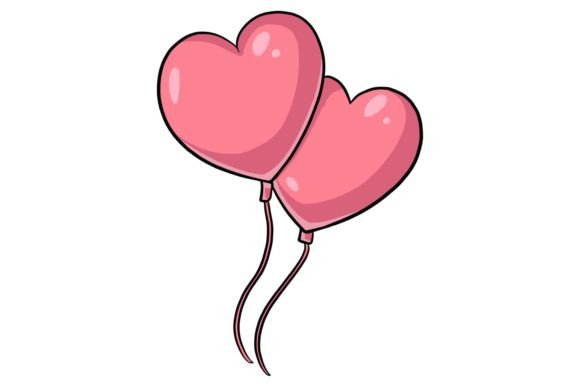 Valentine Heart Balloons Illustrations: A Modern Design Asset